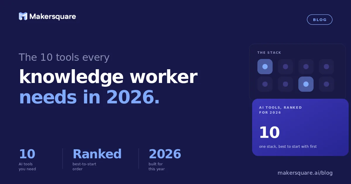The 10 AI tools every knowledge worker needs in 2026.