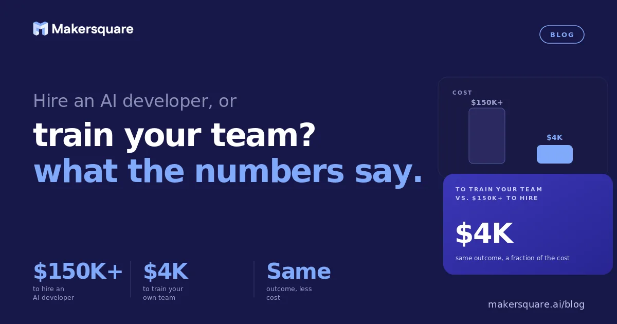 The real cost of hiring an AI developer vs. training your team.
